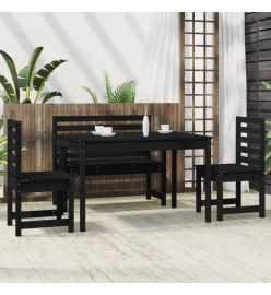 Ensemble à dîner de jardin 4 pcs noir bois massif de pin