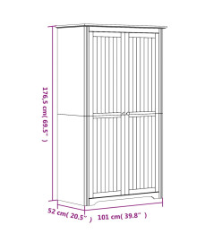 Garde-robe BODO blanc 101x52x176,5 cm bois massif de pin