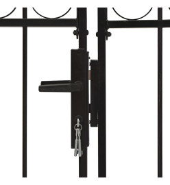 Portillon double porte avec dessus arqué Acier 300x175 cm Noir