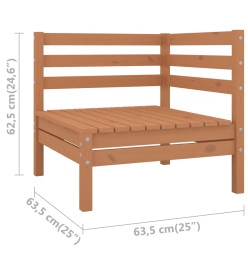 Canapé d'angle de jardin Marron miel Bois de pin massif