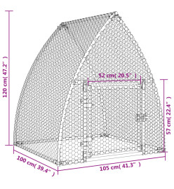 Cage pour poules argenté 100x105x120 cm acier galvanisé