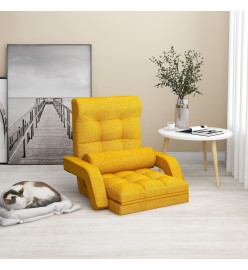 Chaise pliable de sol avec fonction de lit Jaune moutarde Tissu