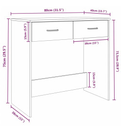 Bureau Chêne fumé 80x40x75 cm Bois d'ingénierie