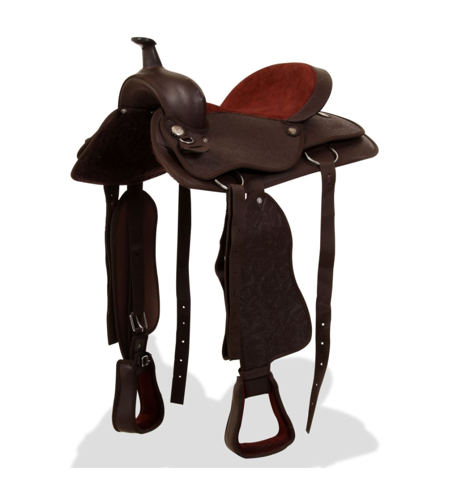 Selle, bridon et col de poitrine Cuir véritable 16 po Marron