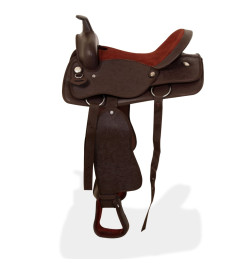 Selle, bridon et col de poitrine Cuir véritable 16 po Marron