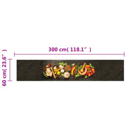 Tapis de cuisine lavable impression d'épices 60x300 cm velours