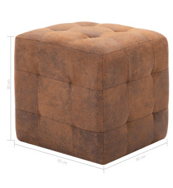 2 pcs Poufs Marron 30 x 30 x 30 cm Similicuir daim