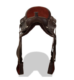 Selle, bridon et col de poitrine Cuir véritable 15 po Marron