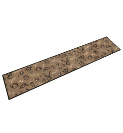 Tapis de cuisine lavable imprimé Morning brun 60x300 cm velours