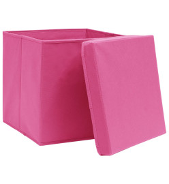 Boîtes de rangement avec couvercles 4 pcs 28x28x28 cm Rose