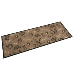 Tapis de cuisine lavable imprimé Morning brun 60x180 cm velours