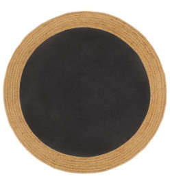 Tapis tressé Noir et naturel 120 cm Jute et coton Rond