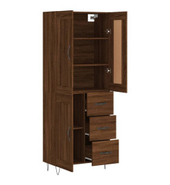 Buffet haut Chêne marron 69,5x34x180 cm Bois d'ingénierie