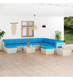 Salon de jardin palette 12 pcs avec coussins Épicéa imprégné