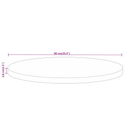 Dessus de table Ø 90x3,8 cm rond bois massif de récupération