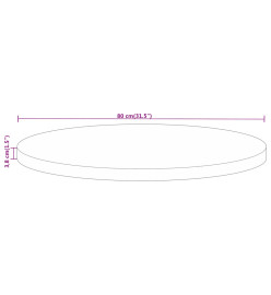 Dessus de table Ø 80x3,8 cm rond bois de manguier massif