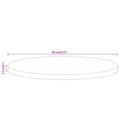 Dessus de table Ø 60x2,5 cm rond bois massif de récupération