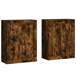 Armoires murales 2 pcs chêne fumé bois d'ingénierie