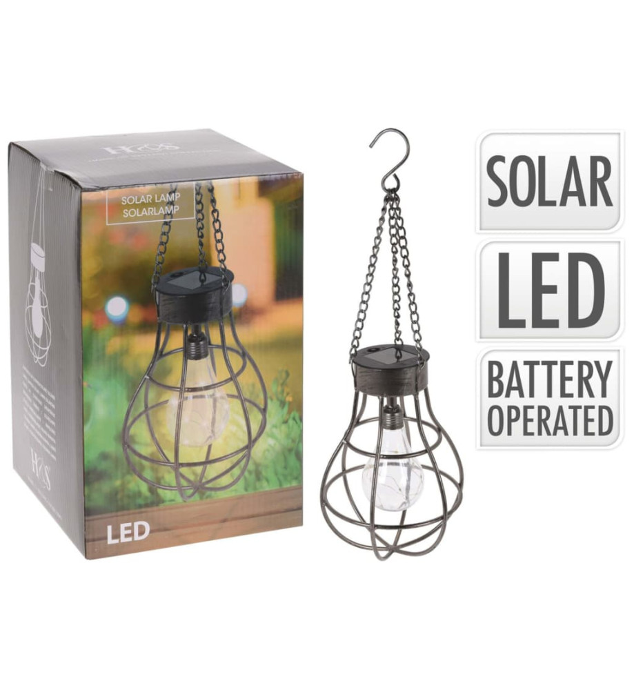 ProGarden Lampe à ampoule solaire Métal avec 10 LED