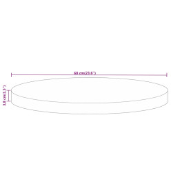 Dessus de table Ø 60x3,8 cm rond bois massif de récupération