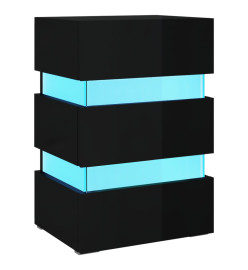 Table de chevet à LED Noir brillant 45x35x67 cm bois ingénierie