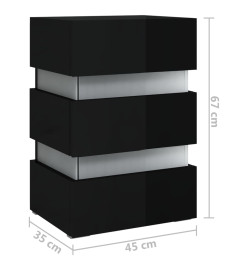 Table de chevet à LED Noir brillant 45x35x67 cm bois ingénierie