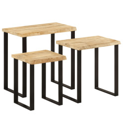 Tables gigognes 3 pcs avec bord vivant bois de manguier massif