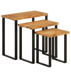 Tables gigognes 3 pcs avec bord vivant bois massif d'acacia