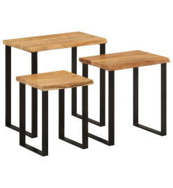 Tables gigognes 3 pcs avec bord vivant bois massif d'acacia