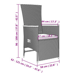 Ensemble de salle à manger de jardin 9 pcs avec coussins Gris