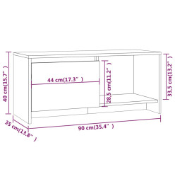 Meuble TV Chêne fumé 90x35x40 cm Aggloméré