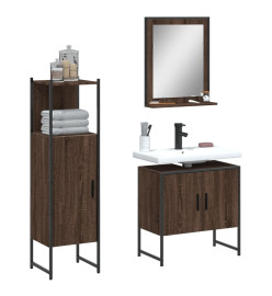 Ensemble d'armoires de salle de bain 3 pcs chêne marron