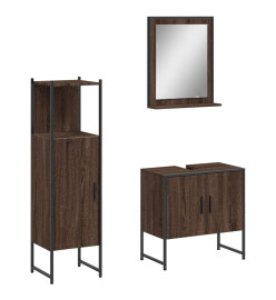 Ensemble d'armoires de salle de bain 3 pcs chêne marron