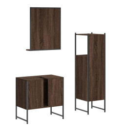 Ensemble d'armoires de salle de bain 3 pcs chêne marron