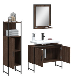 Ensemble d'armoires de salle de bain 3 pcs chêne marron