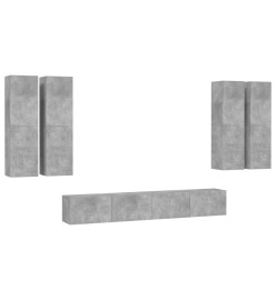 Ensemble de meuble TV 6 pcs Gris béton Aggloméré