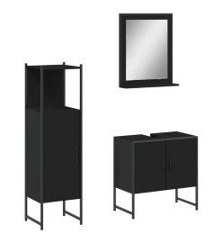 Ensemble d'armoires salle de bain 3 pcs noir bois d'ingénierie