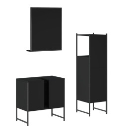 Ensemble d'armoires salle de bain 3 pcs noir bois d'ingénierie