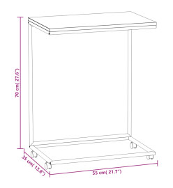 Table d'appoint avec roues Blanc 55x35x70 cm Bois d'ingénierie