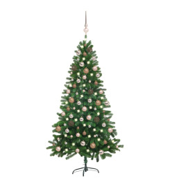 Arbre de Noël artificiel avec LED et boules 150 cm Vert