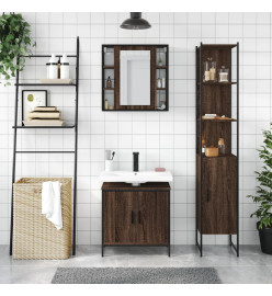 Ensemble d'armoires de salle de bain 3 pcs chêne marron