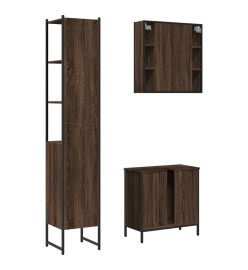 Ensemble d'armoires de salle de bain 3 pcs chêne marron