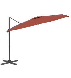 Parasol cantilever à LED Terre cuite 400x300 cm