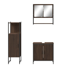 Ensemble de meubles de salle de bain 3 pcs Chêne marron