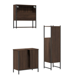 Ensemble de meubles de salle de bain 3 pcs Chêne marron