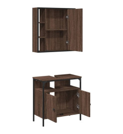 Ensemble de meubles de salle de bain 2 pcs Chêne marron