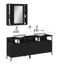 Ensemble d'armoires salle de bain 3 pcs noir bois d'ingénierie