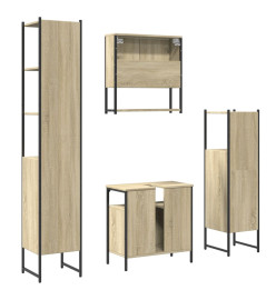 Ensemble de meubles de salle de bain 4 pcs chêne sonoma