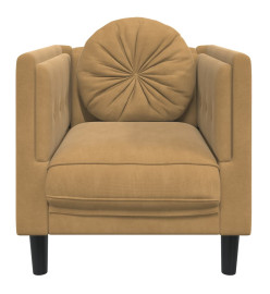 Fauteuil avec coussin marron velours