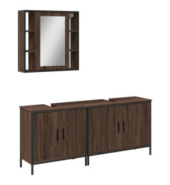 Ensemble d'armoires de salle de bain 3 pcs chêne marron